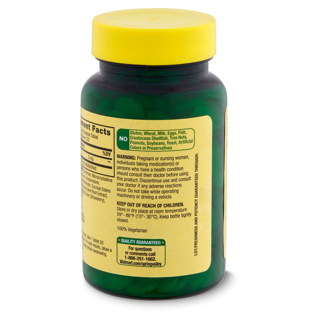 Spring Valley Fast-Dissolve Melatonin Dietary Supplement; 3 mg; 120 Count EasyOptionXY LLC
