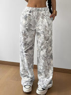 Abstract Print Wide Leg Sweatpants