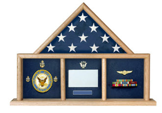 Flag and Memorabilia, Flag Shadow Box, Combination Flag Medal The Military Gift Store