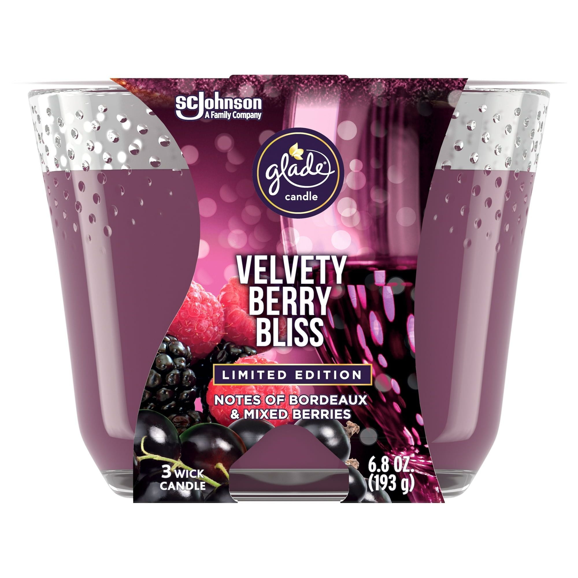 Glade 3 Wick Cndl Velvety Berry Bliss