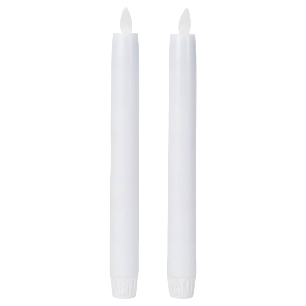 Ganz Remote Ready, Blow-Out Feature White 1 x 8.5 Resin LED Taper Candles, Set of 2