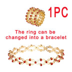 2 In 1 Folding Retractable Rings Bracelet Magic Rhinestone Rings Deformable Bracelet Women Ins Style Adjustable Fashion Jewelry Pi-Mart