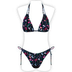 Multi-color printed neck strap halter sexy split bikini swimsuit