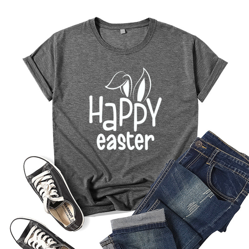 Women's Bunny Happy Easter Print Top Pi-Mart