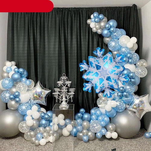 132pcs Double Layer Snowflake Balloons Garland Arch Kit For Girl Birthday Baby Shower Wedding Christmas Party Decoration Boy Birthday Party Decoration Stevvex