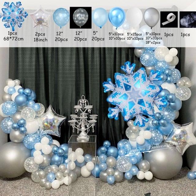 132pcs Double Layer Snowflake Balloons Garland Arch Kit For Girl Birthday Baby Shower Wedding Christmas Party Decoration Boy Birthday Party Decoration Stevvex