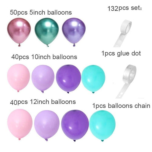 132Pcs/set Mermaid Balloon Arch Kit Mermaid Tail Balloons Mermaid Party Decoration Balloons For Party Girl Birthday Party Modern Decoration Stevvex