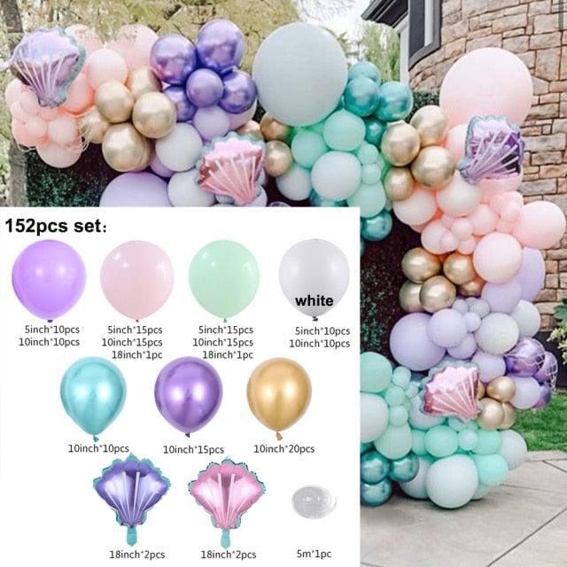132Pcs/set Mermaid Balloon Arch Kit Mermaid Tail Balloons Mermaid Party Decoration Balloons For Party Girl Birthday Party Modern Decoration Stevvex