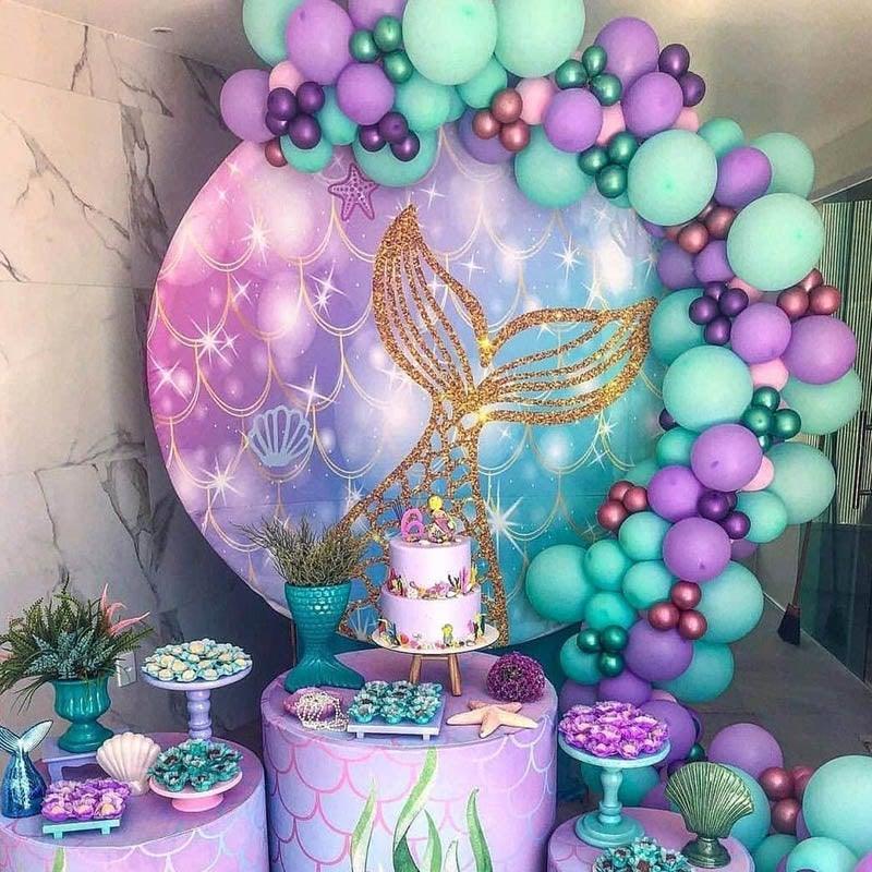 132Pcs/set Mermaid Balloon Arch Kit Mermaid Tail Balloons Mermaid Party Decoration Balloons For Party Girl Birthday Party Modern Decoration Stevvex