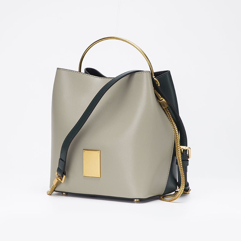 Women bucket bag contrast tone crossbody satchel purse SHOMICOBOUTIQUE