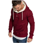 Button-Trim Hooded Fleece Sweatshirt - Cotton Blend Pullover with Pockets Pi-Mart
