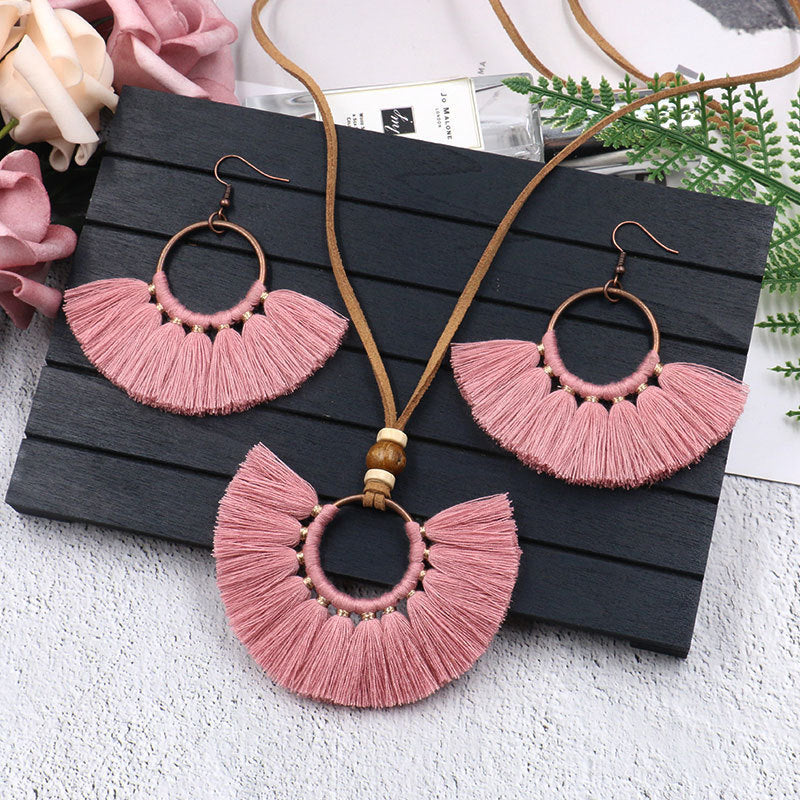 Fringed Necklace Earring Set