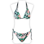Multi-color printed neck strap halter sexy split bikini swimsuit