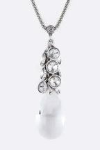Fringe Crystals & Teardrop Pendant Necklace Set