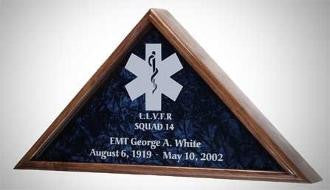 EMT Flag case, Medical Flag display Mahogany case The Military Gift Store