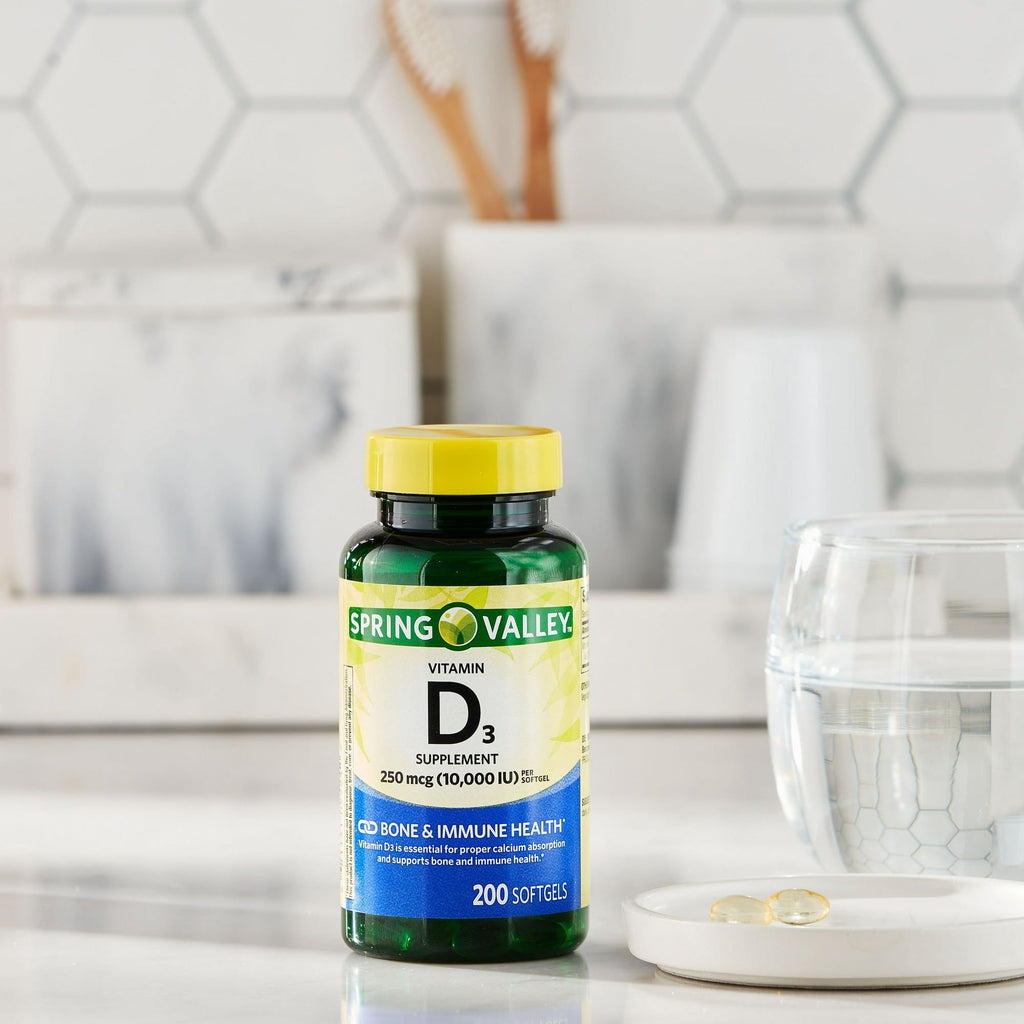 Spring Valley 10000 IU Vitamin D3 Supplement Softgels; 200 Count EasyOptionXY LLC