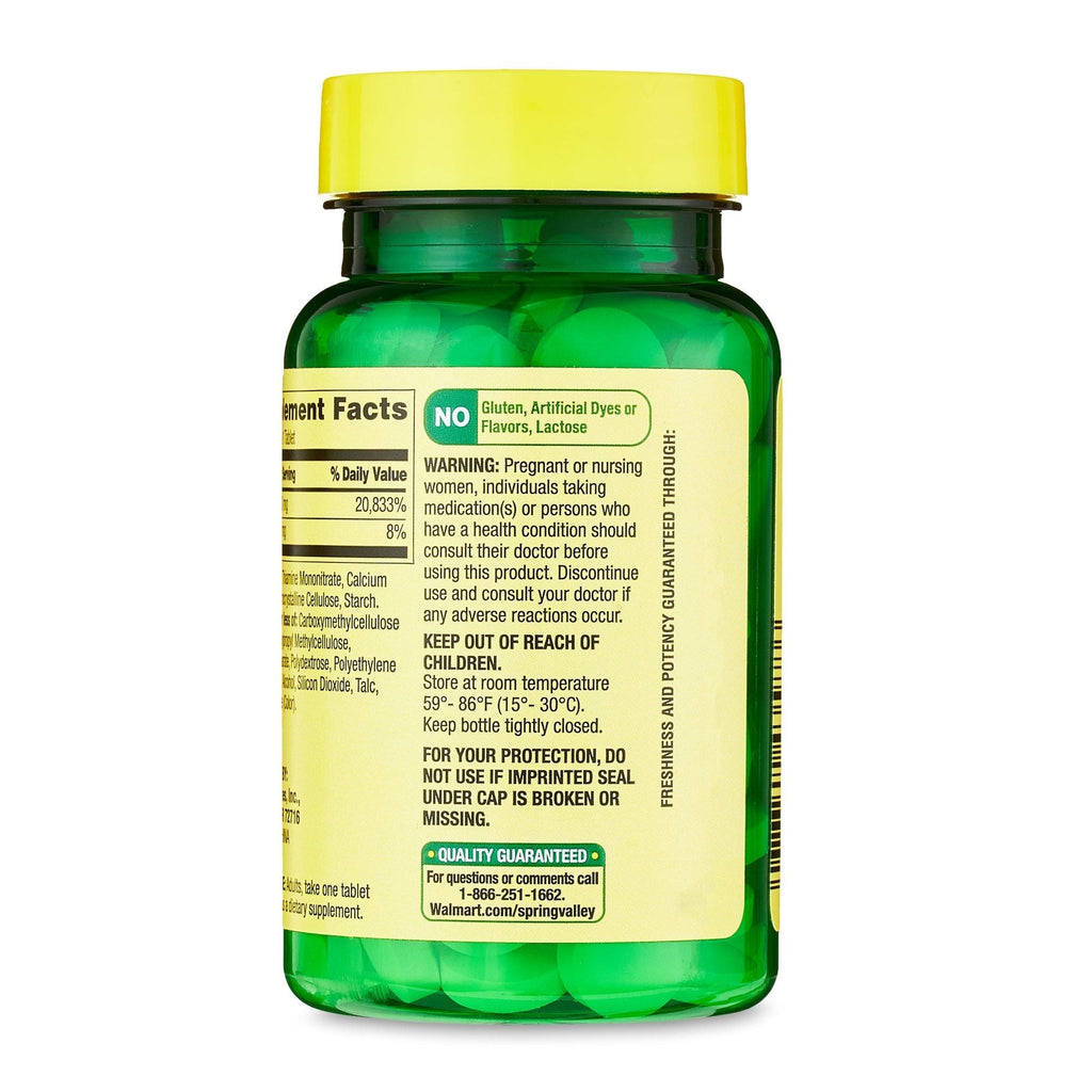 Spring Valley Vitamin B1 Tablets Dietary Supplement; 250 mg; 100 Count EasyOptionXY LLC