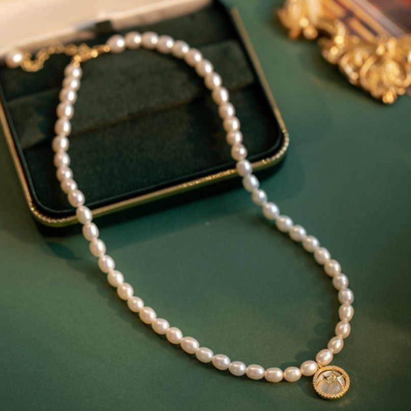 Baroque Natural Pearl Necklace Women's Opal Starlight Pendant Pi-Mart