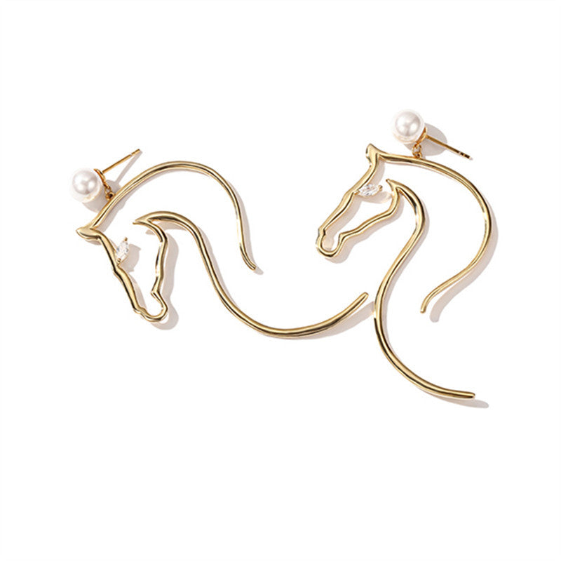 Fashion Horse Head Earrings Female Temperament European and American Exaggerated Ear Jewelry Lootquake LLC