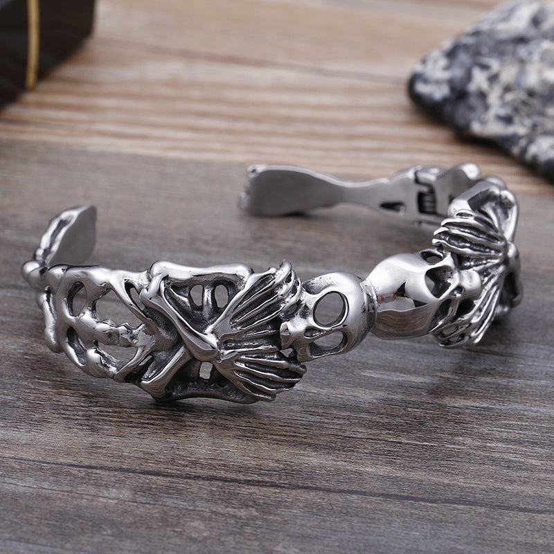 Men's Stainless Steel Skull Opening Bracelet