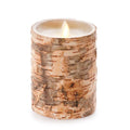 Luminara Birch 4-Inch Real-Flame Effect Pillar Candle in Brown