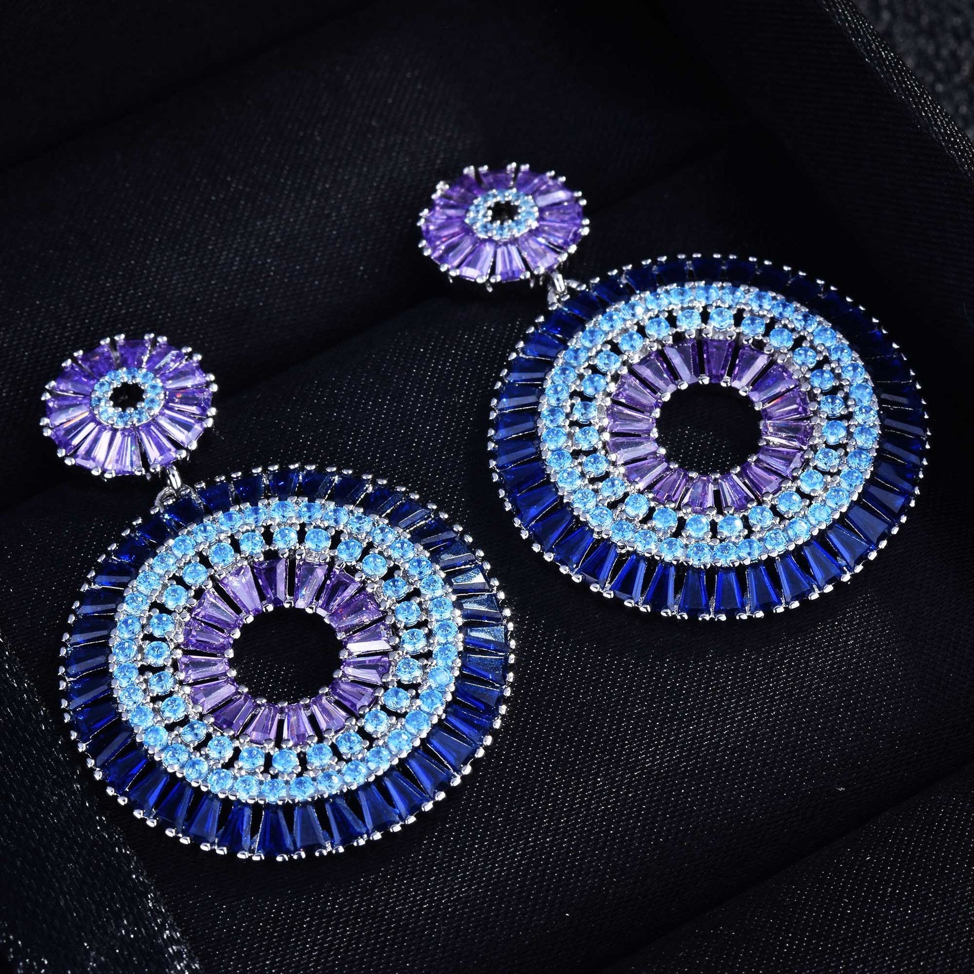 Heavy Industry Disc Color Exaggerated Temperament Earrings Pi-Mart