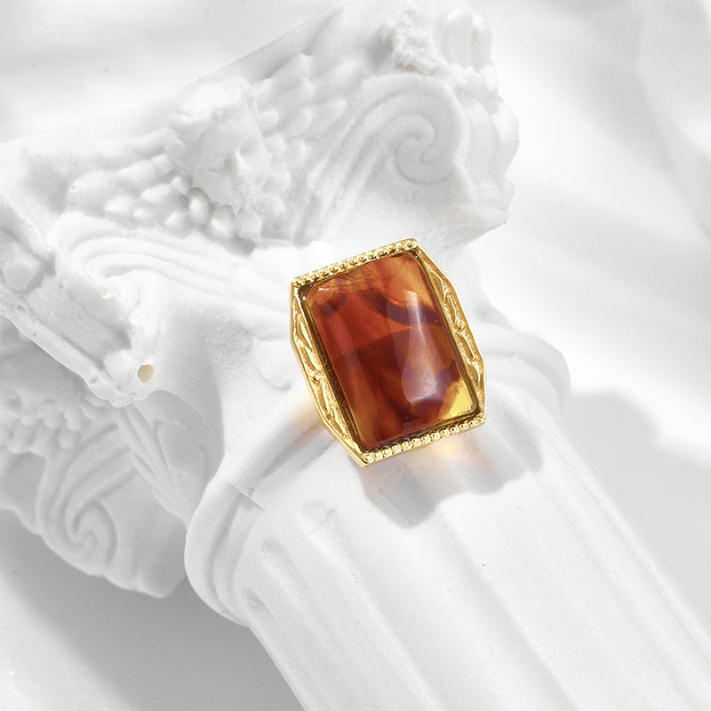 Amber Leaf Carving S925 Sterling Silver Gold-plated Pendant Female Pi-Mart