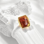Amber Leaf Carving S925 Sterling Silver Gold-plated Pendant Female Pi-Mart