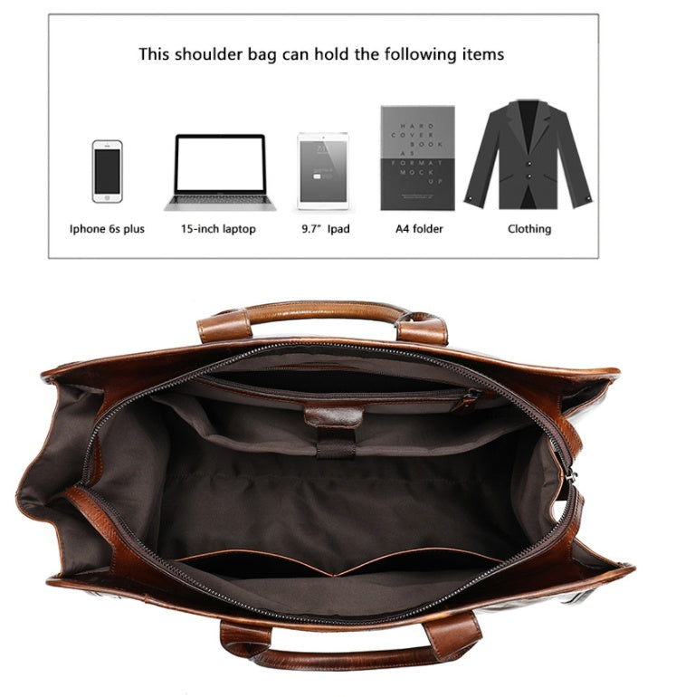 First Layer Cowhide Retro Large-capacity Travel Bag Pi-Mart
