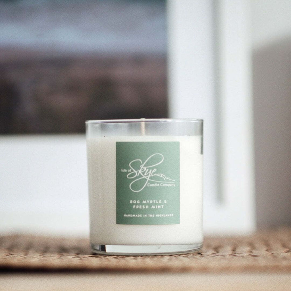 Isle of Skye Candle Co. Bog Myrtle & Fresh Mint Scented 45h Natural Soy Wax Large Candle Made in Scotland