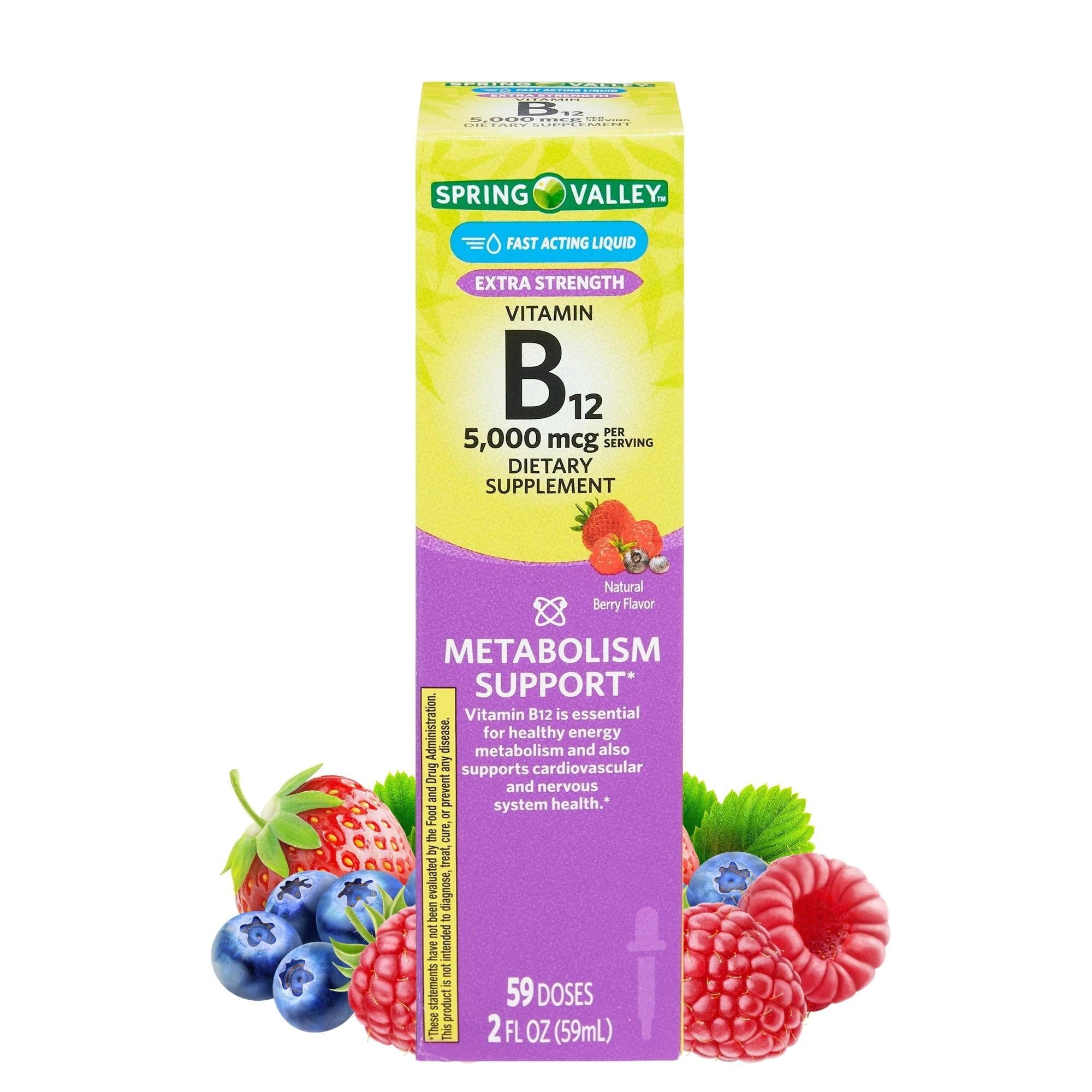 Spring Valley Liquid Vitamin B12 Metabolism Supplement; 5000 mcg; 2 fl oz EasyOptionXY LLC