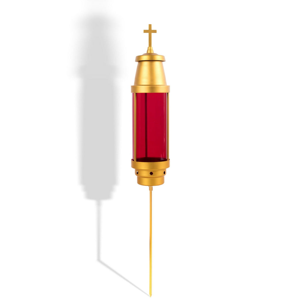 Latin Cross Cemetery Light,Grave candle,Cemetery candle,Cemetery decorations for grave,Grave decorations for cemetery,Cemetery Light Candle Holder, Mausoleum Candle Holder with Base