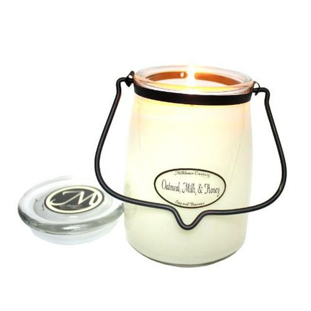 Milkhouse Candle Creamery, Oatmeal/Milk/Honey, Butter Jar Scented Soy Candle, 22oz - SJB-DIAMOND ELITES
