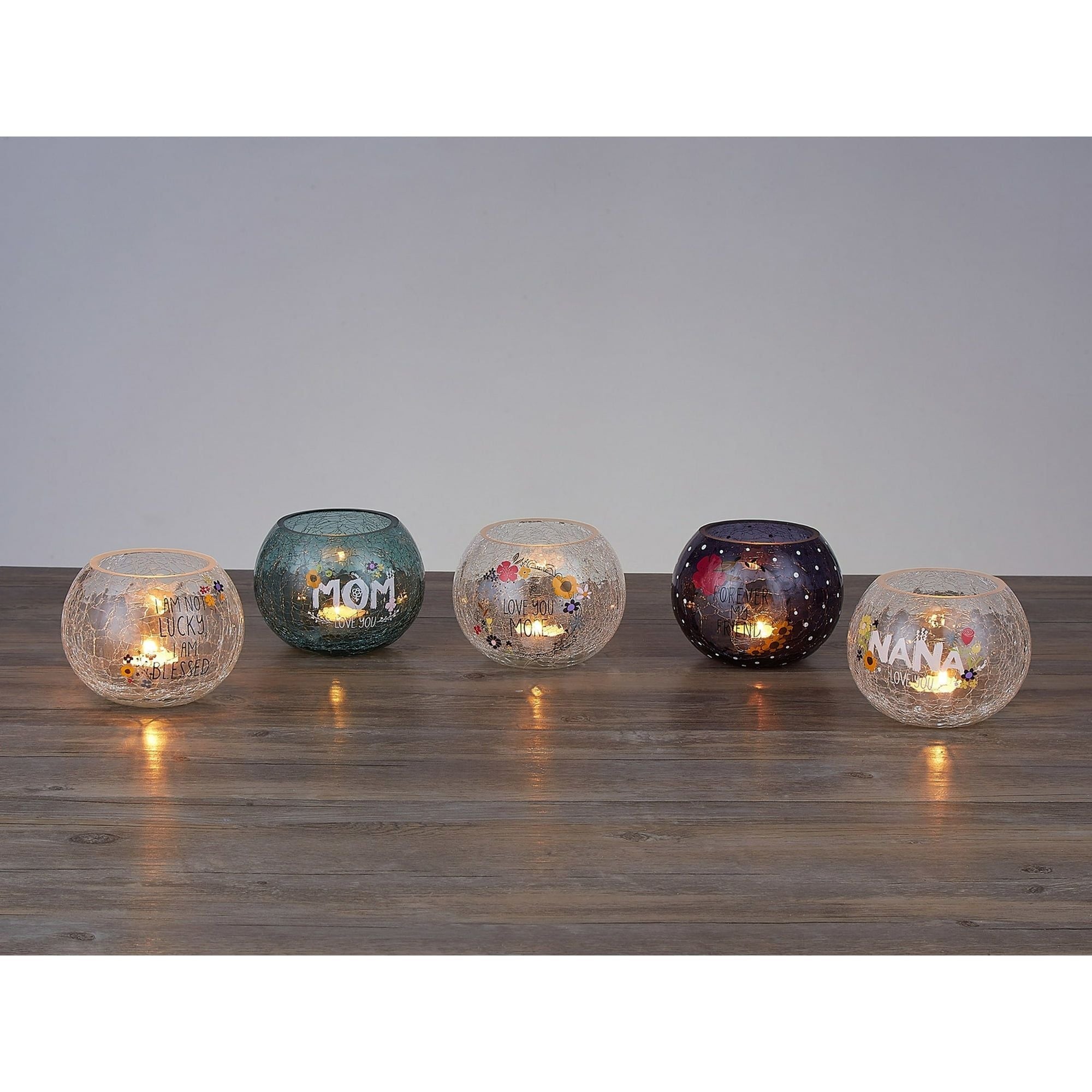 Pavilion Gift Company Nana Love Floral Round Candle, 5 Inch Included 5" Crackled Glass Tealight Holder EasyOptionXY LLC