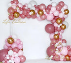 135 pcs Rosewood Blush Pink And Gold Balloons For Girls Garden Tea Party Birthday Wedding Balloon Baby Shower Party Birthday Ballons Girl Party Decoration Stevvex