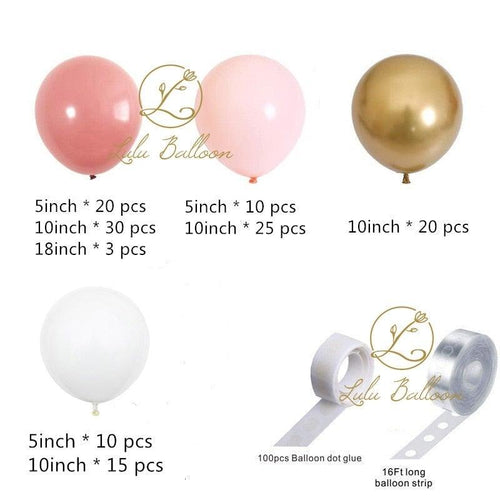 135 pcs Rosewood Blush Pink And Gold Balloons For Girls Garden Tea Party Birthday Wedding Balloon Baby Shower Party Birthday Ballons Girl Party Decoration Stevvex