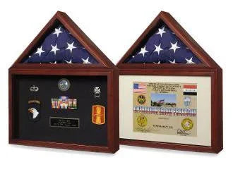 Capitol Flag Presentation Case with Display Shadow Box - Cherry Finish The Military Gift Store