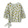 Elegant Retro Romantic Bubble Print Lantern Sleeve Shirt Top Lootquake LLC