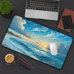 Desk Mat — Ocean Sunset Sailing Beach Scene Mouse Pad Lootquake LLC