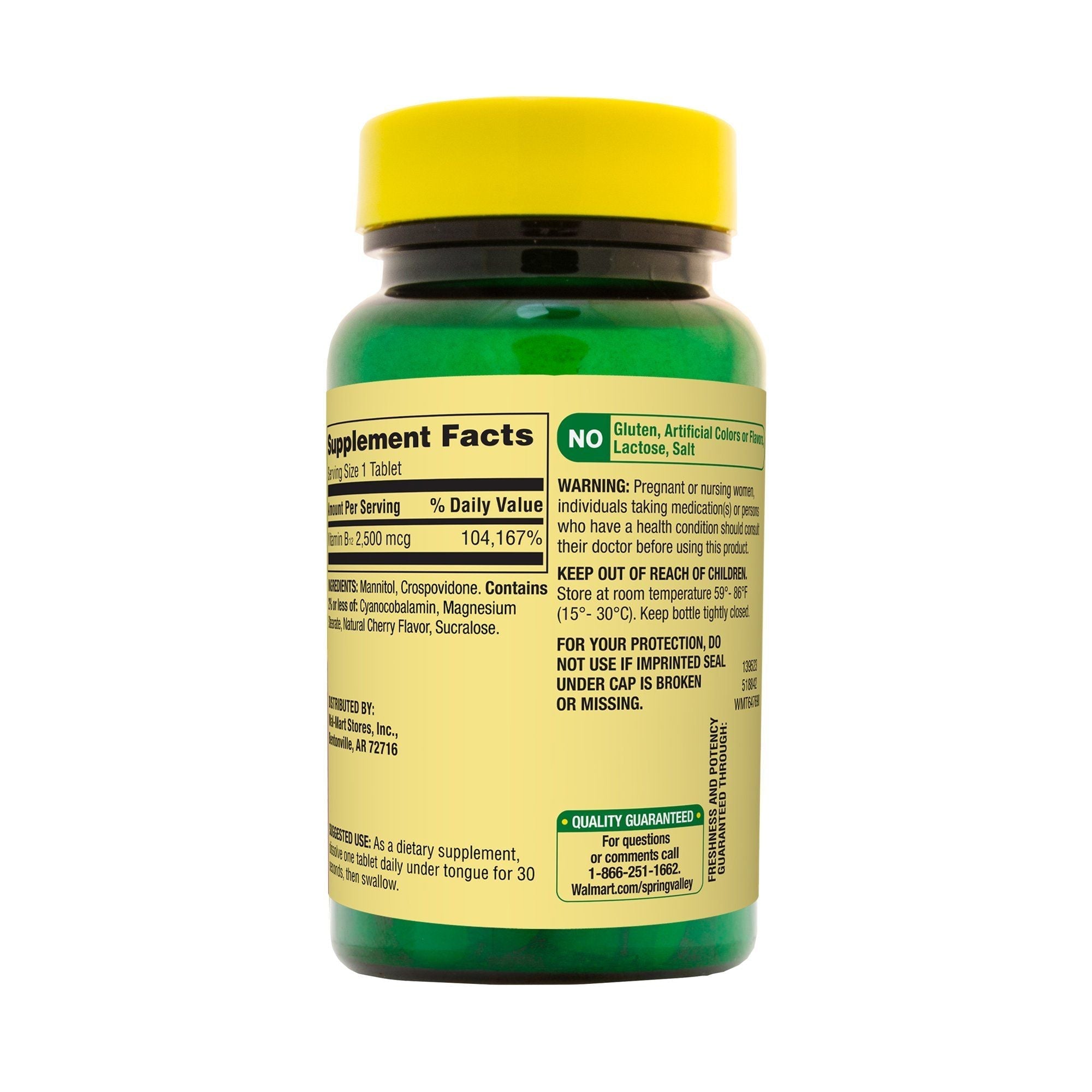 Spring Valley Vitamin B12 Quick-Dissolve Tablets Dietary Supplement; 2500 mcg; 60 Count EasyOptionXY LLC