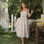 Women's Off Shoulder Strapless Floral Dress - SJB-DIAMOND ELITES