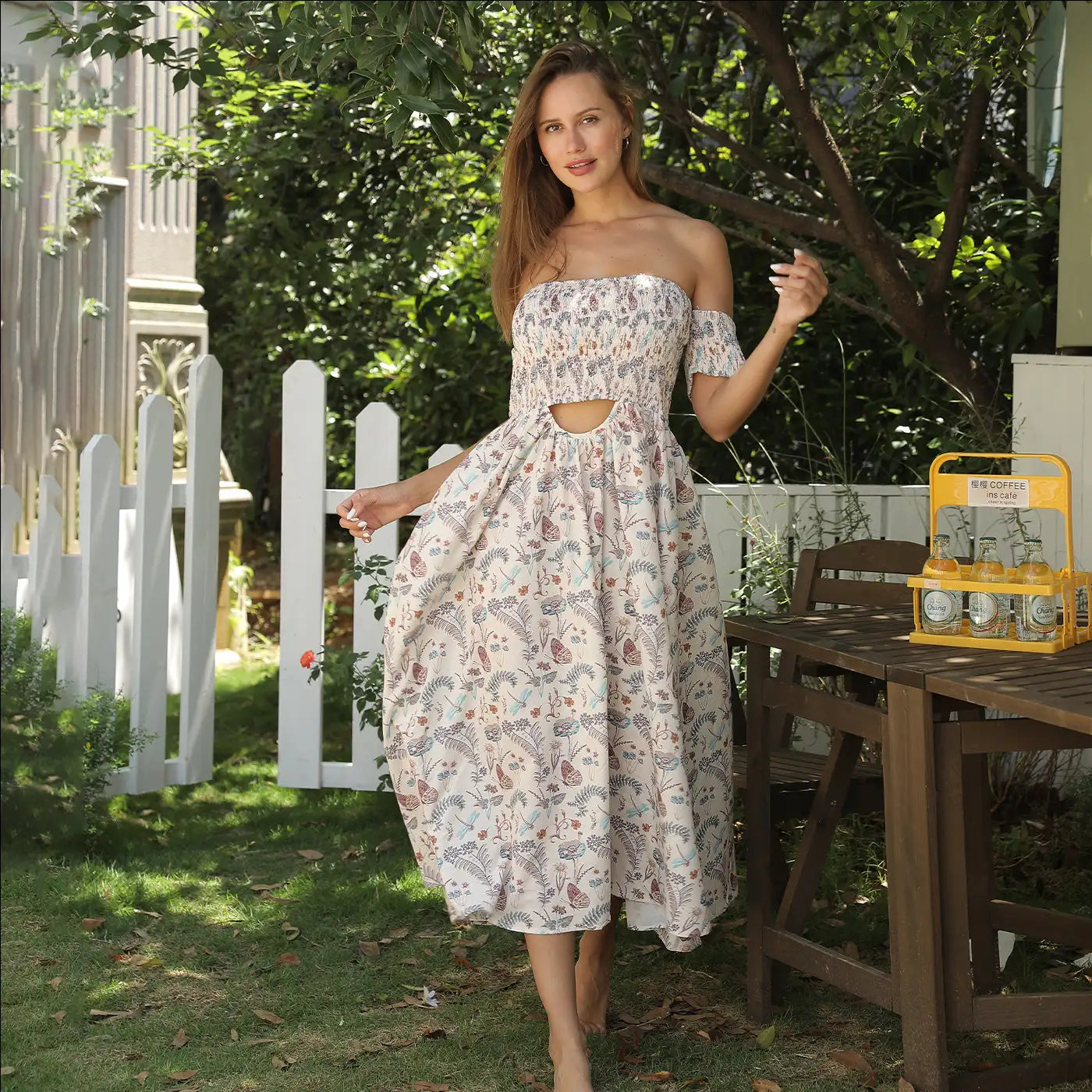 Women's Off Shoulder Strapless Floral Dress - SJB-DIAMOND ELITES