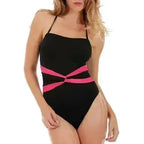 InstantFigure Contrast Twist Front One Piece Swimsuit 13559P