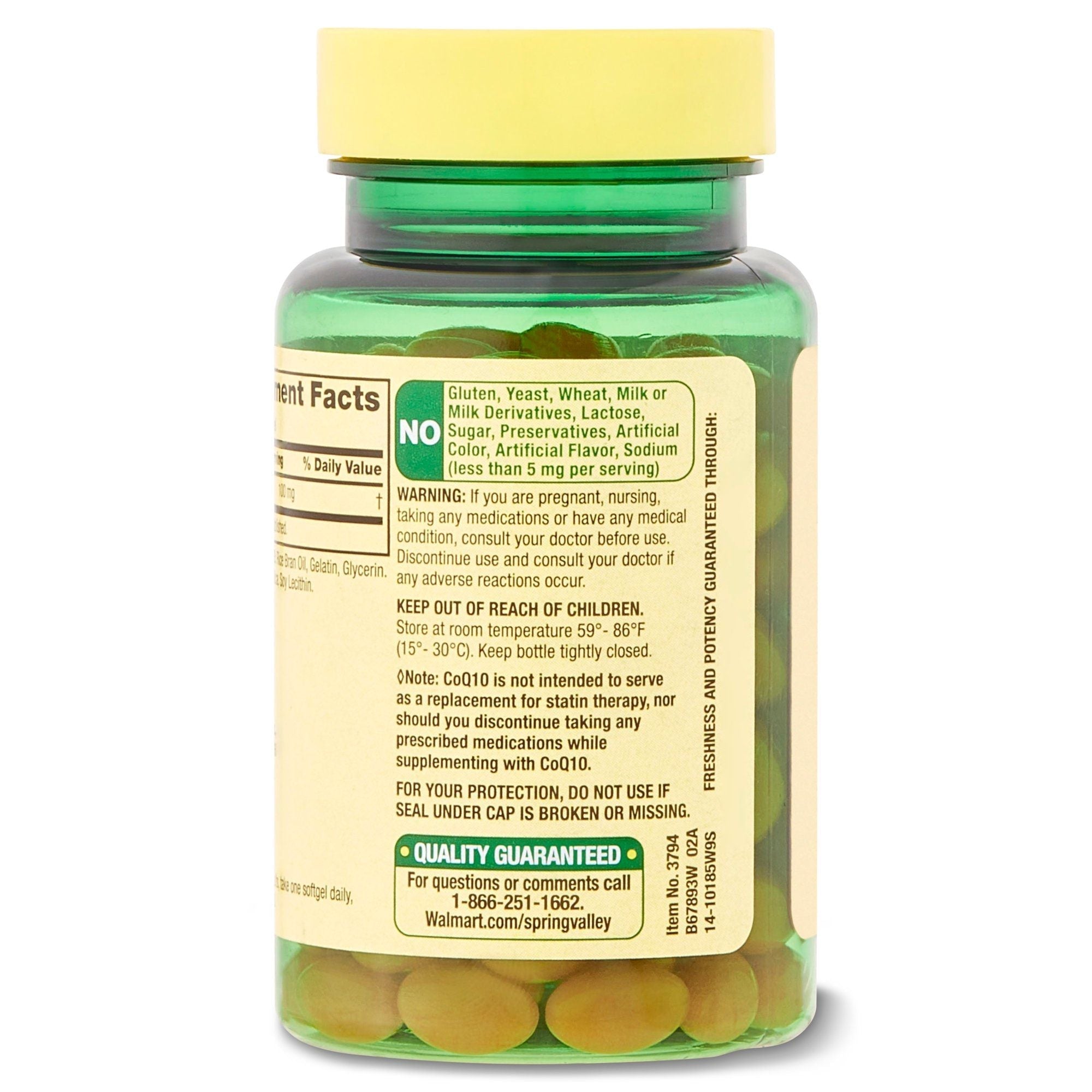 Spring Valley Rapid-Release CoQ10 Dietary Supplement; 100 mg; 30 Count EasyOptionXY LLC