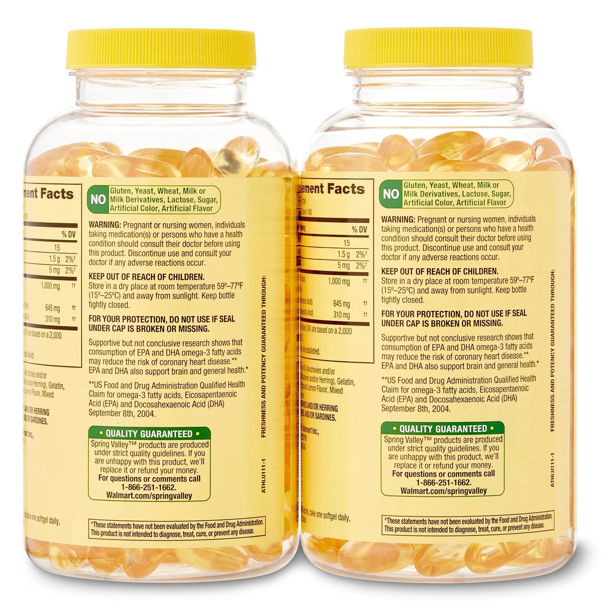Spring Valley Omega-3 Natural Lemon Flavor Dietary Supplement Twin Pack; 1000 mg; 360 count EasyOptionXY LLC