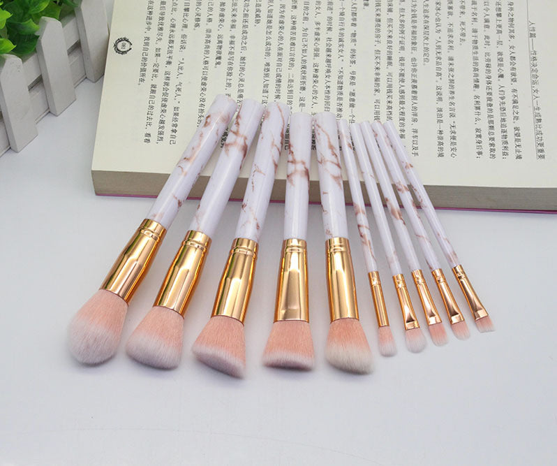 15 Marbled Design Makeup Brushes Set Pi-Mart