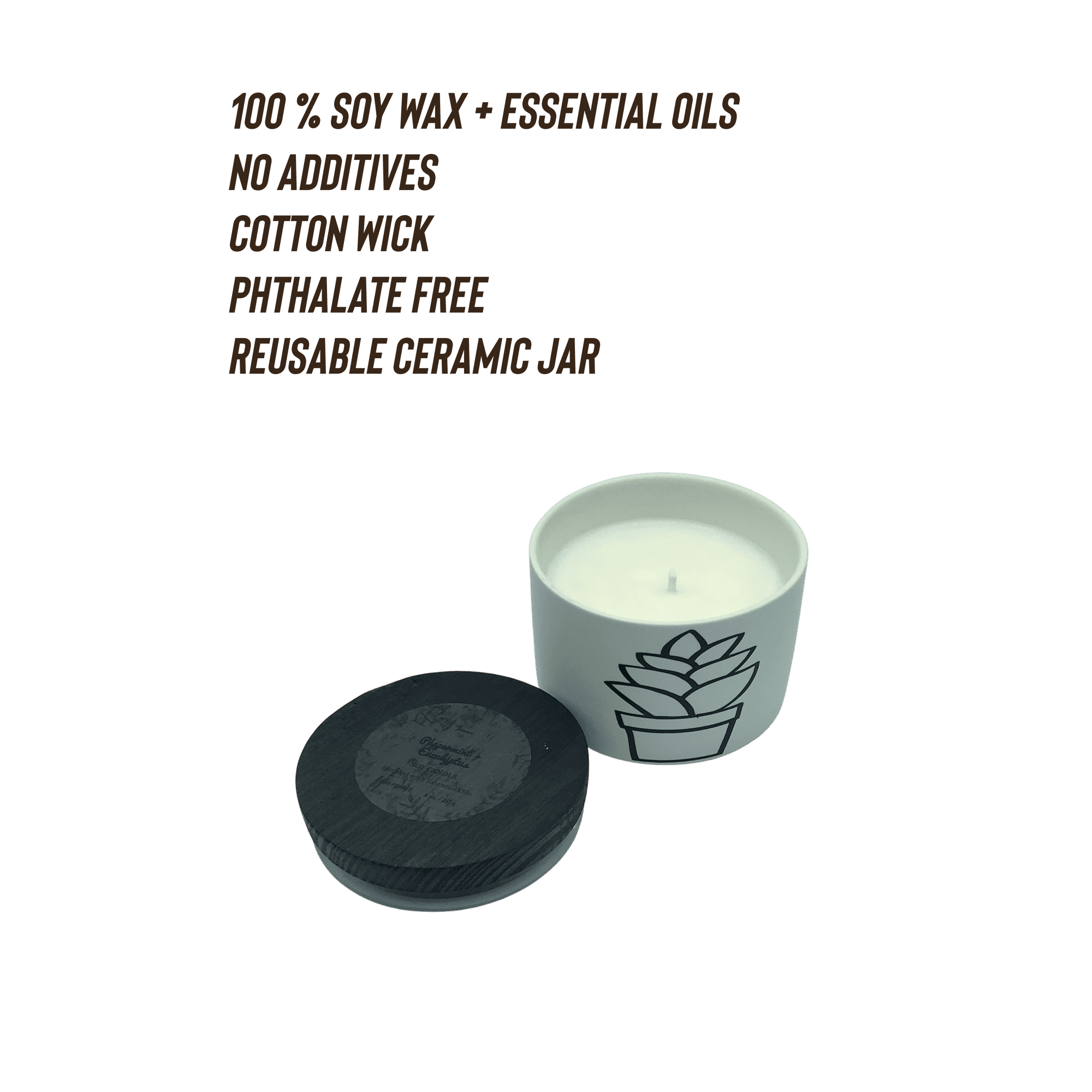 2-Pack Peppermint Eucalyptus Scented Candles 6 oz | Home Decor Candles - 100% Soy Wax Ceramic Jar