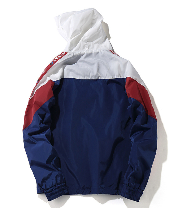 Tide brand windbreaker male and female European retro spell color Jackets spring loose sports leisure students handsome hooded jacket