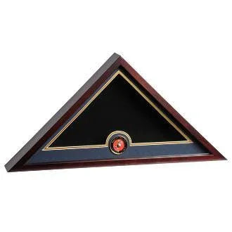 Marine Corps Flag Medallion Display Case - Mahogany The Military Gift Store