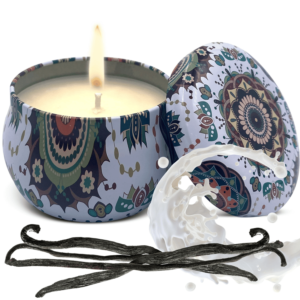 Soy Wax Candle in Tin Jar Vanilla Cream Clean Burn up to 25 Hours Handmade in USA Natural and Safe by Relaxcation 6 oz EasyOptionXY LLC